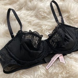 NWT victorias secret black strappy bridal lace bra 34b